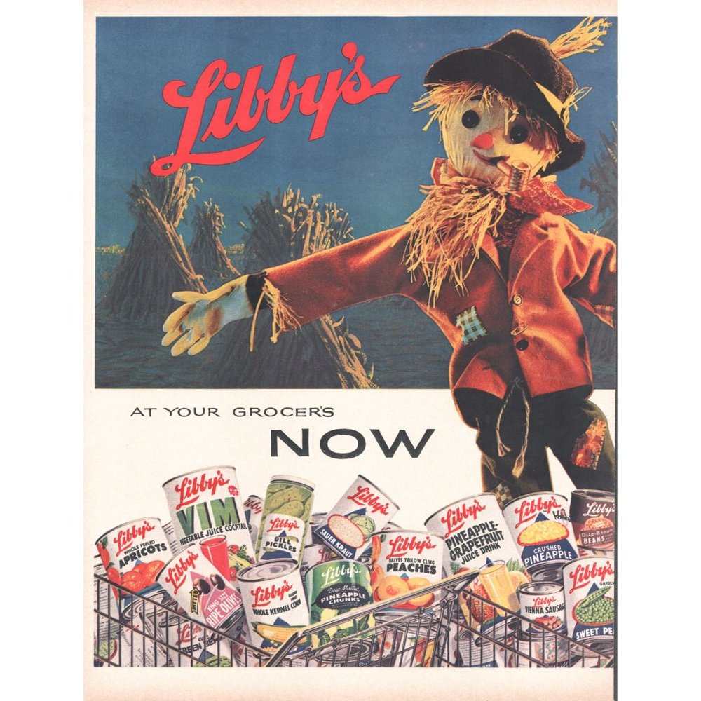 1960 Libby's Canned Foods Harvest of Values 2 Page Vintage Print Ad Wall Art